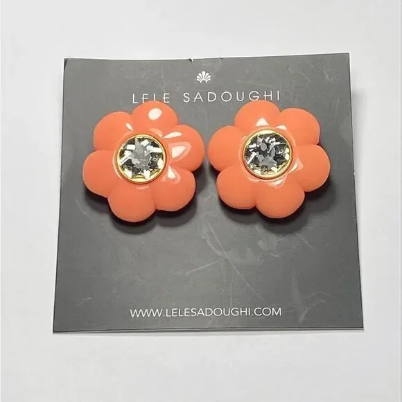 Lele Sadoughi Daphne 14K Gold-Plated, Resin, & Crystal Clip-On Earrings - Picture 2 of 7